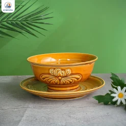 Bộ bát đĩa Bát Tràng men bí sắc 12 chi tiết