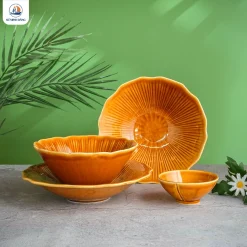 Bộ bát đĩa Bát Tràng men bí sắc 12 chi tiết