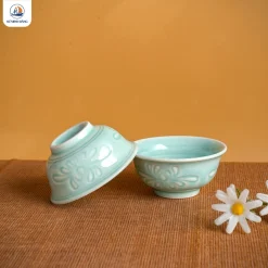 Bộ bát đĩa men thiên thanh