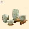 Bộ bát cơm quà tặng hoa đào xanh