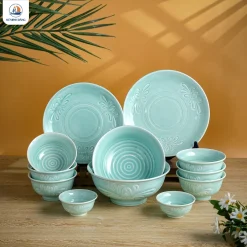 Bộ bát đĩa men thiên thanh