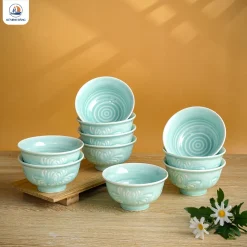 Bộ bát đĩa men thiên thanh