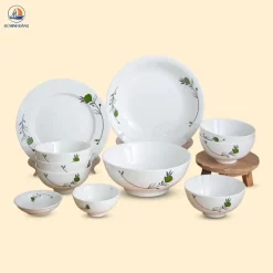Bộ bát đĩa quà tặng hoa xanh 11 sản phẩm