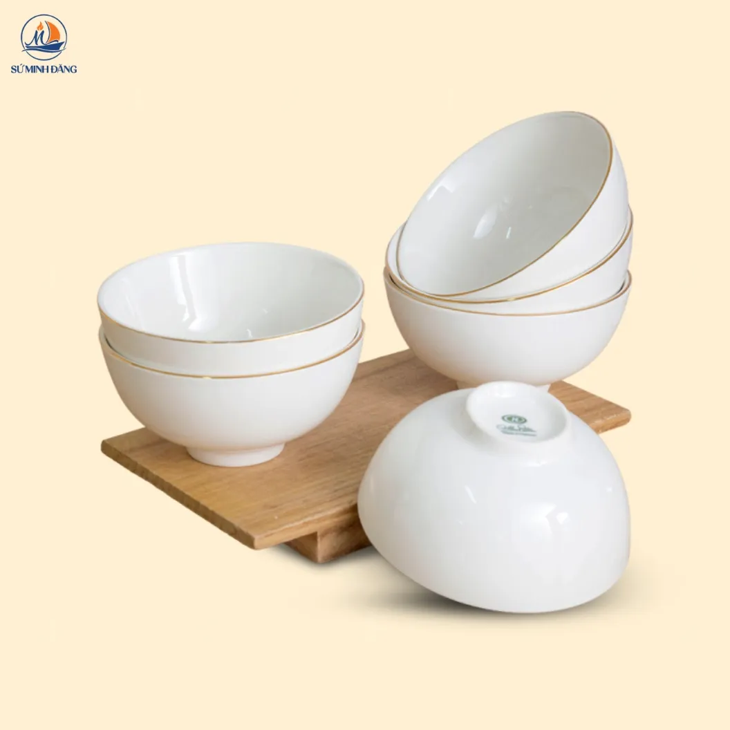 Set 6 bát cơm quà tặng kẻ vàng