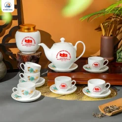 Bộ trà hoa đồng nội in logo theo yêu cầu