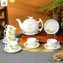Bộ Trà Hoa Mai In Logo