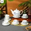 Bộ ấm chén trắng họa tiết Trúc Chuồn in logo
