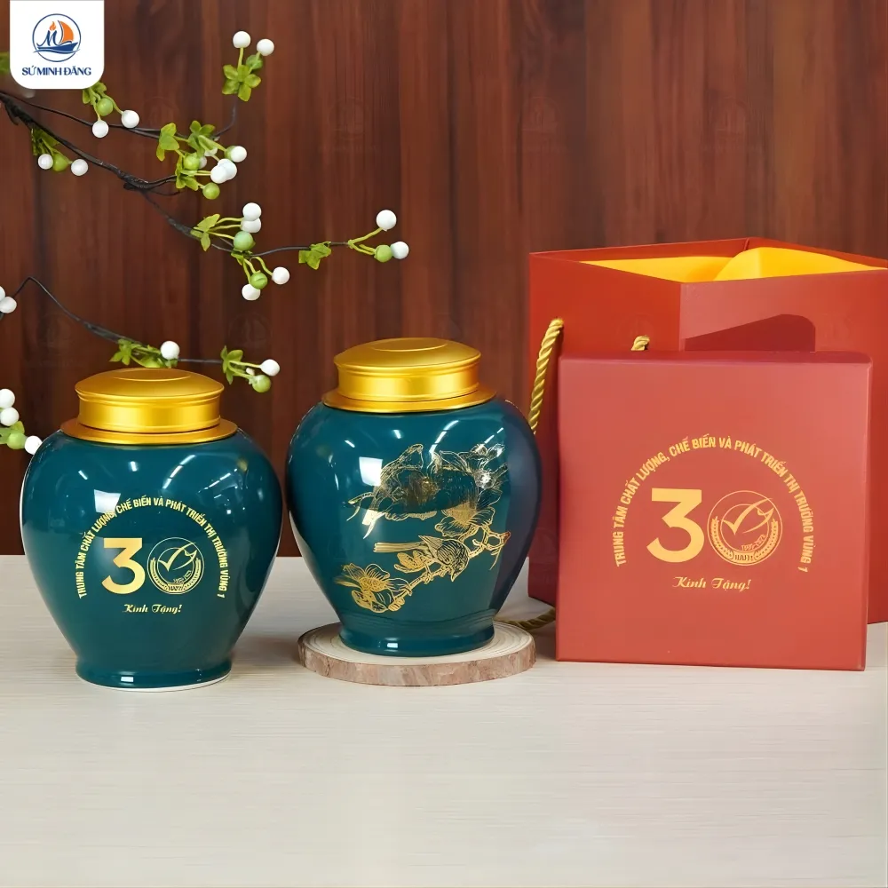 Lọ chè gốm Hoa Ban
