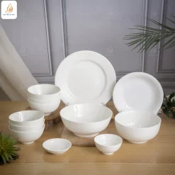Bộ bát đĩa trắng quà tặng 12 chi tiết