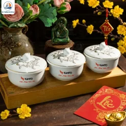 Hũ Mứt Đào Phú Quý In Logo Quà Tết