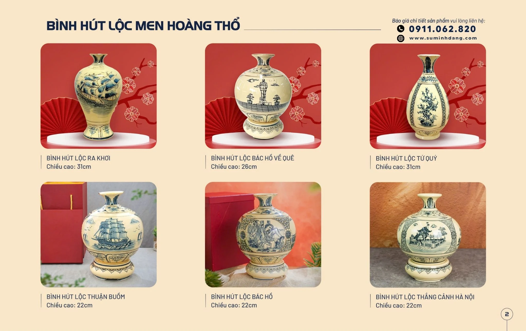 bình hút lộc men hoàng thổ catalogue minh đăng