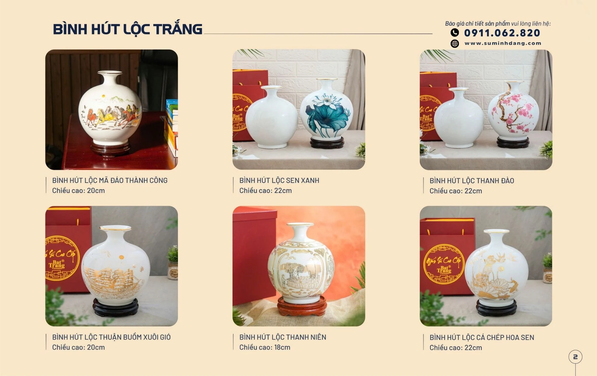 bình hút lộc trắng catalogue minh đăng