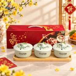 Hũ Mứt Tết Phúc Đào In Logo Quà Tặng