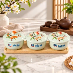 Hũ Mứt Đào Xuân In Logo Quà Tặng