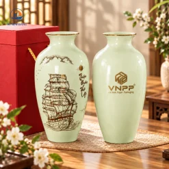 Bình Hoa Men Ngọc Thuận Buồm In Logo Quà Tặng