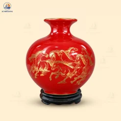 Bình Hút Lộc Men Đỏ Bát Mã Mini