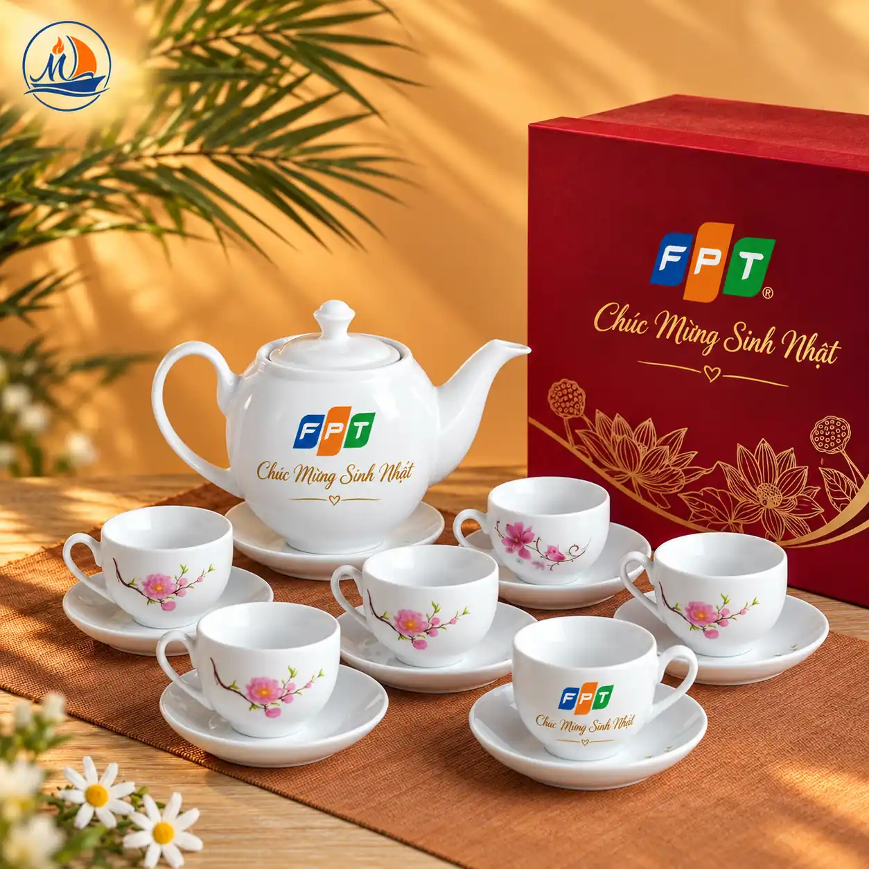 ấm chén in logo làm quà lưu niệm