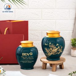 Hũ đựng trà in logo bidv