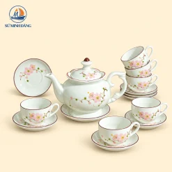 Bộ Ấm Chén Đài Các Phú Quý Hoa Đào Bát Tràng